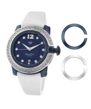 Glam Rock GR32049D - Damenuhr Quarz aus Edelstahl• Material: Edelstahl• Glas: Saphir• Armband: Silikon• Farbe: Silber Blau• Wasserbeständigkeit: 100 m (10 ATM)• Gehäusegröße: 44 mm