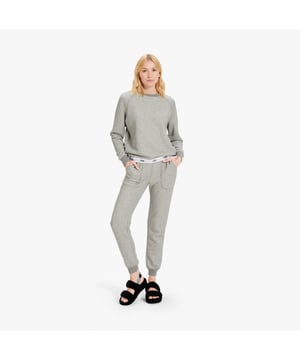 UGG UGG NENA Womens Sweater Grey Heather

Closure/Fastening: Pull-On

Features: Comfort

Item Weight: 0.5 KG

Clothing Fit: Relaxed

Material Composition: 60% Cotton, 40% Polyester

Clothing Features: Ribbed neckband and cuffs; Elastic waistband with UGG repeat logo
Product Code: 1104851-GRHE