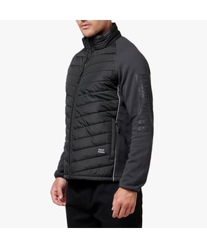 Hard Yakka Hard Yakka APEX HYBRID Mens Jacket Black

Closure/Fastening: Zip

Features: Comfort,Warm Lining,Water-Repellent

Item Weight: 0.64 KG

Clothing Fit: Regular

Single Or Multi Pack?: Single

Gift Boxed: No

Material Composition: Outer Body: 100% Polyester with PU Coating | Sleeves: Brushed Fleece: 80% Cotton, 20% Polyester

Jacket Type: Padded

Clothing Features: Warm Fleece Sleeves &amp; Side Panels, Hidden Front Pocket, High Neck, Reflective Logo Print, 
Product Code: 34698-59354