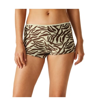Materiaal: Elastaan, Polyamide. Stof: Zachte aanraking, Stretch. Ontwerp: Ton-sur-ton, Zebraprint. Bevestiging: Pull-On. Waistline: Elastiek. Duurzaamheid: Gemaakt van gerecycled materiaal. Zonneschatting: UPF 50+.