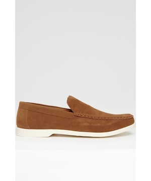 Classic and versatile, these faux suede loafers from Threadbare are designed for effortless style and all-day comfort. The sleek slip-on design makes these shoes easy to wear, while the cushioned insole provides soft support and they are finished with a durable thermoplastic sole for flexibility and grip Perfect for pairing with chinos for a smart-casual look, or dress them down with shorts for holiday-ready style.