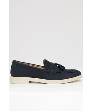 Add a touch of sophistication to your footwear collection with these faux suede loafers from Threadbare. The slip-on design offers easy wear, while the cushioned insole ensures lasting comfort throughout the day. A thermoplastic sole with a slight heel provides these shoes with flexibility and grip, and they are finished with a stylish tassel detail on the saddle. Perfect for pairing with chinos for a smart-casual look, or dress them down with shorts for holiday-ready style.