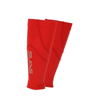 Mens Skins Series-3 MX Calf Sleeves in red.- Reduce vibration in the calf muscle when you strike the ground.- Silver reflective logos.- 65% Nylon  35% Elastane.- Ref: ST00330879014