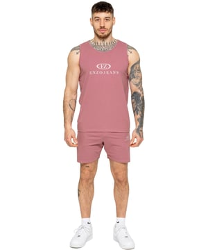 The Enzo Men's Gym Vest & Shorts Tracksuit is designed for ultimate comfort and performance. The regular-fit sleeveless vest provides a relaxed yet athletic look, with stretch material and Lycra fabric ensuring flexibility and freedom of movement. The matching gym shorts feature a regular fit and an elasticated waistband for a secure and comfortable fit. The bold Enzo Jeans branding on the chest and thigh adds a stylish, sporty touch.