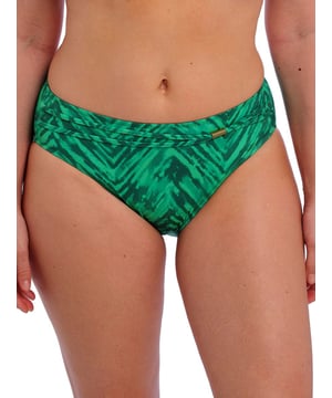 Fantasie Punta Mita Bikini Brief. Mid rise brief with crossover belt detail and full lining. Product is reccomended to be washed on a gentle wash cycle.