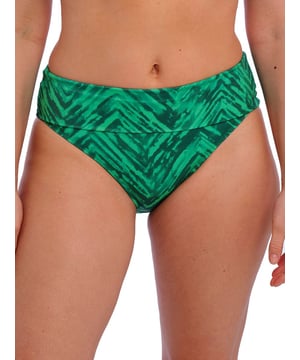 Fantasie Punta Mita Fold Bikini Brief. Mid rise brief with foldover waistband for adjustable coverage and full lining. Product is reccomended to be washed on a gentle wash cycle.