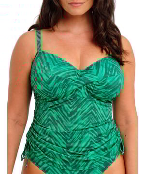 Fantasie Punta Mita Twist Front Tankini Top. Underwired tankini swimwear top with a sweetheart neckline, lightly padded cups and concealed underwire, adjustable tie sides and fixed fully adjustable straps. Product is hand wash only.