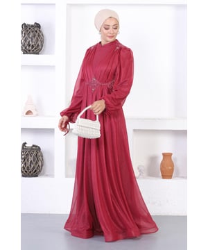 Stoffmerkmal: Hergestellt aus glitzerndem Tüllstoff.Produktmerkmal: Neues Hijab-Modestück der Saison. Gefüttert. Mit Reißverschluss auf der Rückseite für einfaches Anziehen. Der Saum ist plissiert und die Brust ist gerüscht. Verziert mit Spitze an der Taille und den Schultern. Aufgrund von Konzeptaufnahmen kann es zu leichten Farbabweichungen beim Produkt kommen. Das Model trägt Größe 38.Abendkleid Maße