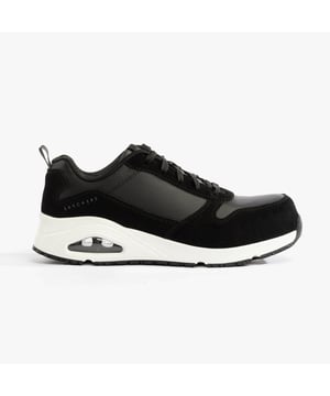 Skechers Work 108147EC/BKW UNO SR - ELAINY Womens Safety Trainers Black/White Upper Material: SyntheticLining Material: TextileSole Material: SyntheticClosure/Fastening: Lace-UpFeatures: Comfort,Memory FoamToe Shape: RoundShoe Width: RelaxedItem Weight: 0.45 KGHeel Height: Low (2.5-4.9cm)Shoe Shaft Height: Low TopTrainer Style: Safety TrainersSafety Features: Fuel/Oil Resistant Sole,Slip Resistant SoleSafety Standard: EN ISO 20347:2012Gift Boxed: NoProduct Code: 108147EC/BKW