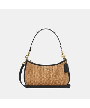Teri Shoulder Bag in Straw, Inside multifunction pocket,  Length: 24.50 cm,  Width: 7.50 cm,  Height: 15.50 cm