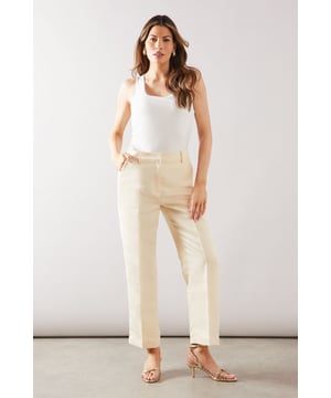 Luxurious satin finish for a sophisticated look
        Tapered crop design for a modern silhouette
        Flattering high-waisted fit
        Convenient side pockets for practicality
        Versatile style suitable for various occasions
    
    Embrace elegance with these satin tapered crop trousers, a must-have addition to your sophisticated wardrobe. The lustrous fabric drapes beautifully, creating a sleek and polished appearance perfect for formal events and special occasions. The high-waisted design elongates your silhouette, while the tapered crop cut adds a contemporary touch. Style these trousers with a crisp white blouse and strappy heels for a chic ensemble at weddings or race days. For a more relaxed yet refined look, pair with a silk camisole and blazer for evening drinks or dinner parties. The versatility of these trousers allows for effortless transition from day to night, making them an essential piece for the fashion-forward woman who values both comfort and style. Whether you're attending a graduation ceremony or a formal work event, these satin trousers will ensure you radiate confidence and sophistication.