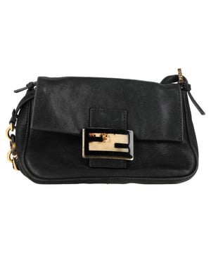 VINTAGE, RRP AS NEW
Elevate your accessory collection with the Fendi Mini Mama Forever Baguette Shoulder Bag in Black Leather. Crafted from luxurious black leather, this iconic bag combines timeless elegance with modern sophistication. The compact, baguette shape offers a sleek and versatile design, while the signature FF logo hardware adds a touch of opulence. With a detachable shoulder strap for easy wear, this mini bag can be carried as a chic crossbody or worn as a stylish evening bag. Perfect for any occasion, the Fendi Mini Mama Forever Baguette is a must-have for those seeking a refined and fashion-forward statement piece.

 Fendi Mini Mama Forever Baguette Shoulder Bag in Black Leather

Condition: Excellent
Signs of wear: No retail tag, No visible sign of wear., 
Packaging: None
Color: Black
Material: Leather | leather
Size: One Size | One Size
Measurements: Width: 70; Height: 150; Length: 220; Handle drop: 20; Strap length: 0
SKU: NAPPUGBBA426876W