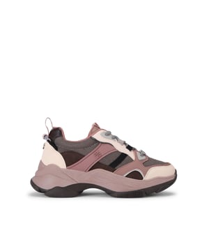 This Lila Trek sneaker arrives with a tonal upper with mesh and rubber panels. The front laces up and there is a KG Kurt Geiger tab on the tongue.
