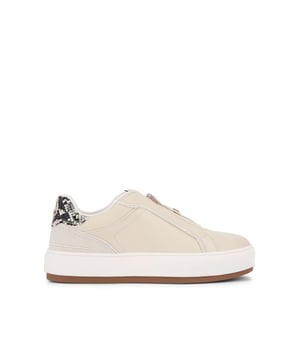 KG Kurt Geiger's Lumi ais a laceless sneaker arriving in camel. The upper features a branded zip whilst the heel sports a snakeskin heel tab.