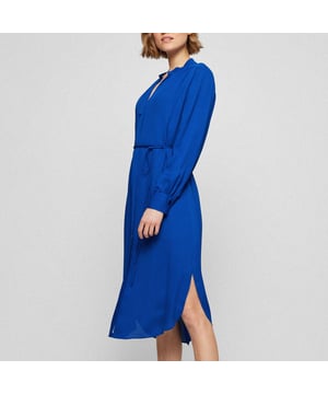 Women's BOSS Dibanora Dress. BOSS Dress featuring a stylish V-neck design, long sleeves, elegant button closure, and a flattering tie waist.- V-neck.- Long sleeves.- Button closure.- Tie waist.- 100% Viscose. Ref: 50474185463.