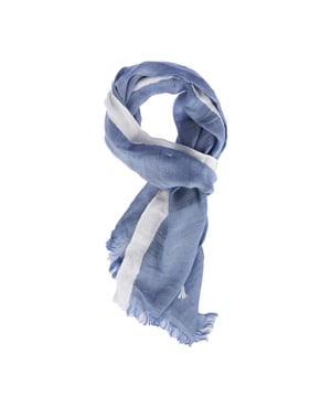 Heren BOSS Alvar sjaal in blauw.- Exclusief streepdesign op katoen-linnen basis- Made in Italy- Ref: 50451569-489