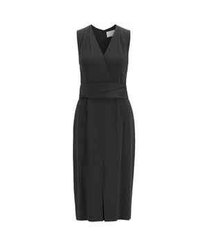 Women's Boss Dapaly Dress. The elegant Dapaly dress by Hugo Boss is crafted from Italian crepe with a matte finish and a lustrous reverse side. This sleeveless design features a softly shaped V neckline and pleating at the upper front, plus belt detailing at the waist and a back zip closure. Turn to this fluid piece for a feminine option with business-ready appeal that will work well for a number of smart occasions. Material: 70% Acetate, 30% Viscose. Ref: 50414433001.