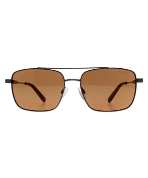 Ted Baker Rectangle Mens Shiny Light Gunmetal Brown TB1720 Elijah  Sunglasses feature a modern, rectangular frame that combines functionality with style. Designed for both comfort and UV protection, these sunglasses are perfect for everyday wear.