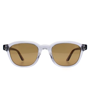 Gucci Square Mens Transparent Grey Brown GG1892S  Sunglasses showcases a sleek, elegant frame with bold detailing, perfect for adding a touch of sophistication and modern luxury to any outfit.