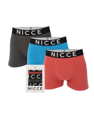 Mens NICCE Octavi 3-Pack Boxers with Jaquard Waistbands in multi colour.- Branded elasticated waistband.- 3 pack.- Stretch cotton comfort fabric.- 95% Cotton  5% Elastane.- XS = 27-29in- S = 30-32in- M = 33-35in- L = 36-38in- XL = 39-41in- XXL = 42-44inWe regret that underwear is non-returnable due to hygiene reasons.  - Ref: NC2T131083BS2