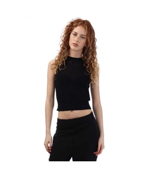 Womens BOSS Fassie Top in black.- Round neck.- Sleeveless.- Ribbed details.- 76% Viscose  24% Polyamide.- Ref: 50486057001