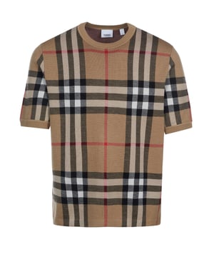56% zijde, 44% wol; Burberry Wells trui;  Model: 8043571 1002;  Hoogwaardige afwerking;  Zachte mix van zijde en wol;  ronde hals;  Korte mouw