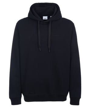 100% katoen; Burberry Hoodie MERKEN;  Model: 8072713 1001;  Hoogwaardige afwerking;  100% katoen;  Ruime pasvorm;  Capuchon met trekkoord;  Burberry-logo geborduurd op de borst;  Equestrian Knight-logo uitgesneden op de achterkant;  Verborgen zijzakken op de naad;  lange mouw