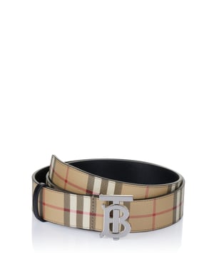 71% polyurethaan, 16% polyester, 12% katoen, 1% acryl; Burberry riem;  Model: 8070294 1001;  Hoogwaardige afwerking;  Binnenkant gemaakt van 100% rundleer (stier);  Zilveren logo-gesp;  Breedte: 4 cm;  Burberry-logodetails