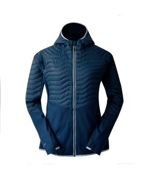 95% Recycled Polyester, 5% Elastane. Fabric: Baffled, Ripstop. Filling: 80gsm. Design: Contrast Trim, Plain. Fabric Technology: Antibacterial, Chemical Free, Durable, Flexible, Iloft Eco Air, Ilus Stretch, Insulating, Lightweight, Odour Control. Neckline: Hooded. Sleeve-Type: Long-Sleeved. Padded, Panelled. Hood Features: Grown On Hood, Stretch Binding. Fit: Snug Fit. Pockets: 2 Lower Pockets, Zip. Fastening: Full Zip. 8 UK: 32 in. 10 UK: 34 in. 12 UK: 36 in. 14 UK: 38 in. 16 UK: 40 in.