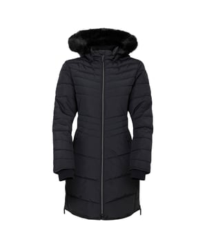 100% Polyester. Filling: Iloft Ecofill, Recycled. Design: Plain. Fabric Technology: Ared 10000, Breathable, DWR Finish, PFC Free, PFOA Free, PFOS Free, Showerproof, Thermal, Waterproof. High Warmth, Padded, Twin Zipped Slits. Neckline: Hooded. Sleeve-Type: Long-Sleeved. Hood Features: Adjustable, Detachable Faux Fur Trim. Length: Mid Length. Pockets: 2 Lower Pockets, Zip. Fastening: Two Way Zip. Sustainability: Made from Recycled Materials, Sustainable Materials. 6 UK: 30 in. 8 UK: 32 in. 10 UK: 34 in. 12 UK: 36 in. 14 UK: 38 in. 20 UK: 45 in. 18 UK: 43 in. 16 UK: 40 in.