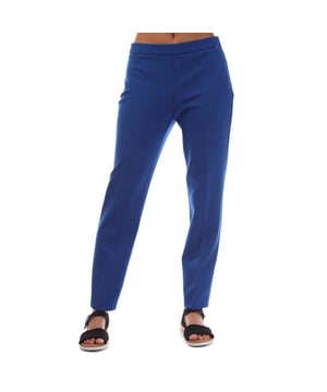 Womens BOSS Tiluna Side-Zip Trousers in blue.- Side zip fastening.- High waisted.- Regular fit.- 61% Polyester (Recycled)  26% Viscose  7% Cotton  6% Elastane.  Machine washable.- Ref: 50472636-463