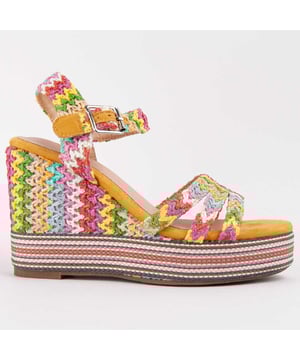 Espadrille wedges voor dames. 100% natuurlijke leren inlegzool. Comfortabele pasvorm. Gemaakt door andere merken voor ons merk. Ongeveer 12 cm hak en 4 cm platform