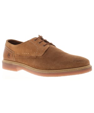Hush Puppies Herenschoenen Smart Guy Suède Leer Tan. Suède Bovenwerk. Textiel Voering. Rubberen Zool. Formele Schoenen.