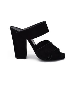 Sandalias de tiras Saint Laurent en ante negro.Altura del tacón 10,5 cm.Suela de cuero.Made in Italy.