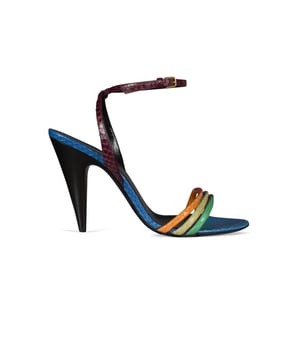 Sandalias Liya multicolor de Saint Laurent con puntera abierta.Correa delantera cruzada.Tacón cónico.Iniciales YSL en metal negro.Altura del tacón 9,5 cm.100% cuero.Made in Italy.