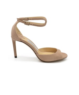 Sandalias Lane 85 Jimmy Choo en ante nude con puntera abierta.Correa de tobillo doble.Altura del tacón 8.5 cm.Suela de cuero.Made in Italy.