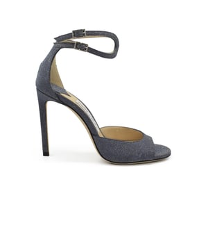 Sandalias Lane Jimmy Choo en piel azul brillante.Correa alrededor del tobillo.Forro de cuero.Suela de cuero.Altura del tacón 10 cm.Made in Italy.