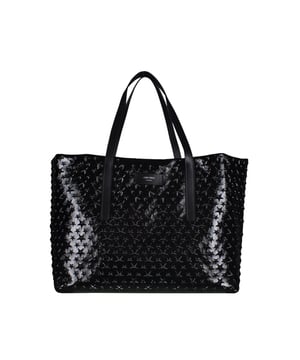 Jimmy Choo Handtasche aus schwarzem Leder mit Reliefsternen.Schwarze Reliefsterne auf der gesamten Tasche.Jimmy Choo-Emblem auf der Vorderseite.Ein geräumiges Fach.Ein kleines integriertes Täschchen.2 Henkel.100% Leder.Abmessungen: 40x27x12cm.Made in Italy.