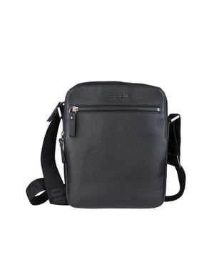 Bolso Jimmy Choo en piel negra.Logo en la parte delantera y correa ajustable con logo.Tres bolsillos con cierres de cremallera.Dimensiones: alto 27 cm x ancho 22 cm.Made in Italy.