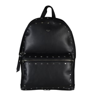 Mochila Wilmer Jimmy Choo en piel negra.Logotipo de Jimmy Choo en relieve en la parte delantera.Estrellas metálicas alrededor de la bolsa.Gran bolsillo con cremallera en la parte delantera.Correas negras ajustables.Dimensiones: profundidad 12 cm x altura 43 cm x anchura 31 cm.Made in Italy.