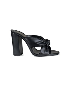 Mules Loulou Saint Laurent en piel negra.Detalle de lazo en la parte delantera.Altura del tacón: 10 cm.Suela de cuero.Made in Italy.