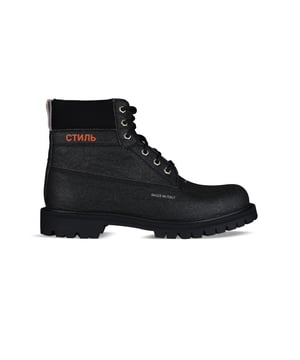 Botines negros Heron Preston.Cierre de cordones.Estampado СТИЛЬ en naranja.Suela de goma.80% piel sintética, 20% poliamida.