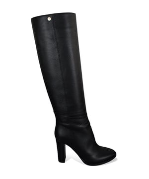 Jimmy Choo Haywood 95 laarzen van zwart generfd leer.Lakleer hak van 9,5 cm.Leren zool.Gemaakt in Italië.