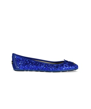 Bailarinas azules de Jimmy Choo.Modelo con lentejuelas.Lazo decorativo en la parte delantera.Puntera de cuero con placa de logotipo dorada.Made in Italy.