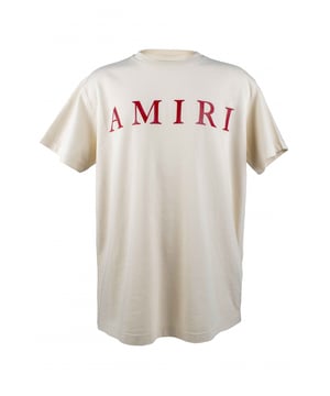 Beige T-shirt van Amiri-katoen.Rode logoprint in het midden.Korte mouwen.Gemaakt in Italië.
