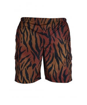 Palm Angels zwemshort van nylon.Tijgerprint. Heeft 3 zakken.Klepzakken. Trekkoord in de taille.Zwart logolabel aan de zijkant.Volledig gevoerd.Gemaakt in Italië.