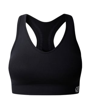 50% Recycled Polyamide, 45% Polyamide, 5% Elastane. Design: Logo, Plain. Fabric Technology: Breathable, Moisture Wicking, Odour Control, Q-Wic Plus, Quick Dry, SeamSmart Technology. Laser Cut, Medium Support, Removable Padded Cups, Seamless. Back Style: Racerback. Fit: Form-Fit. XS: 30 in. S: 32 in. M: 36 in. L: 38 in. XL: 40 in.