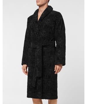 PHILIPP PLEIN katoenen badjas met tijgerprint en kralen.