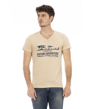 Camiseta De Manga Corta Con Cuello En V. Impresión frontal.