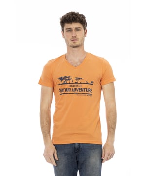 Camiseta De Manga Corta Con Cuello En V. Impresión frontal.